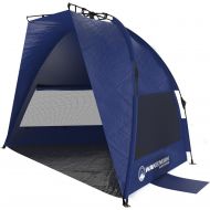 Pop Up Beach Tent- Sun Shelter for Shade with UV Protection, Water and Wind Resistant, Instant Set Up and Carry Bag by Wakeman Outdoors (Blue)