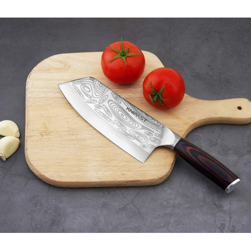  [아마존베스트]KNIFAST Cleaver Knife 7.5 Inch Pakkawood Handle - German Steel Chinese Chef Knife Vegetable Meat Cleaver Knife Gift Box Included