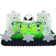Nightmare Before Christmas Winter Wonderland Themed Birthday Cake Topper Set with Jack Skellington and Decorative Themed Accessories