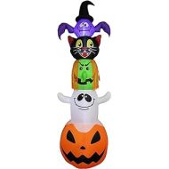 BZB Goods 8 Foot Halloween Inflatable Stacked Bat, Black Cat Witch Ghost and Pumpkin LED Lights Decor Outdoor Indoor Holiday Decorations, Blow up Lighted Yard Decor, Giant Lawn Inflatables H