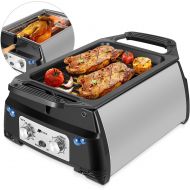 Flexzion Infrared Smokeless Indoor Grill with Rotisserie Kit, Indoor BBQ Portable Electric Grill w/Kebab Skewers, Dishwasher-Safe Removable Drip Tray Pan & Nonstick Grill, Timer Te