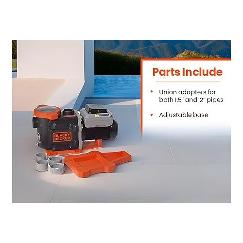  BLACK+DECKER Variable Speed Pool Pump Inground with Filter Basket and Easy Programmable Touch Pad Interface, 1.5 HP