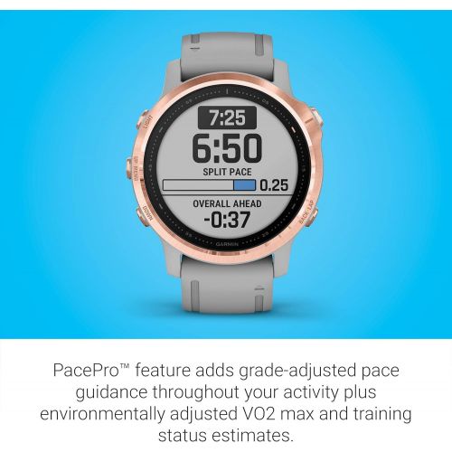 가민 [아마존베스트]Garmin fenix 6S Sapphire, Premium Multisport GPS Watch, Smaller-Sized, Features Mapping, Music, Grade-Adjusted Pace Guidance and Pulse Ox Sensors, Rose Gold with Gray Band