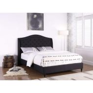 Best Master Furniture YY131 Sophie Upholstered Tufted Platform Bed, Black Queen
