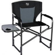 TIMBER RIDGE Directors Chair Folding Aluminum Camping Portable Lightweight Chair Supports 300lbs with Side Table Outdoor(Black)