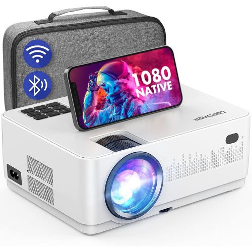  WiFi Bluetooth Projector, DBPOWER 9000L HD Native 1080P Projector, Zoom & Sleep Timer Support Outdoor Movie Projector, Home Projector Compatible w/ TV Stick, PC,DVD, Laptop/Extra B
