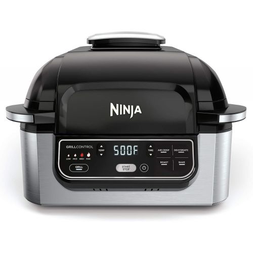 닌자 닌자 푸디 에어프라이어 AG302 Ninja Foodi 5-in-1 Indoor Grill with Air Fry, Roast, Bake & Dehydrate, Black and Silver