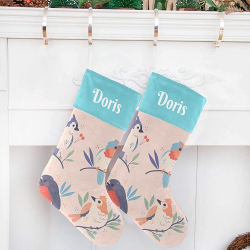  FunnyCustomShop OOshop Personalized Christmas Stockings Bird Party with Name Custom Xmas Holiday Fireplace Festive Gift Decor 17.52 x 7.87 Inch