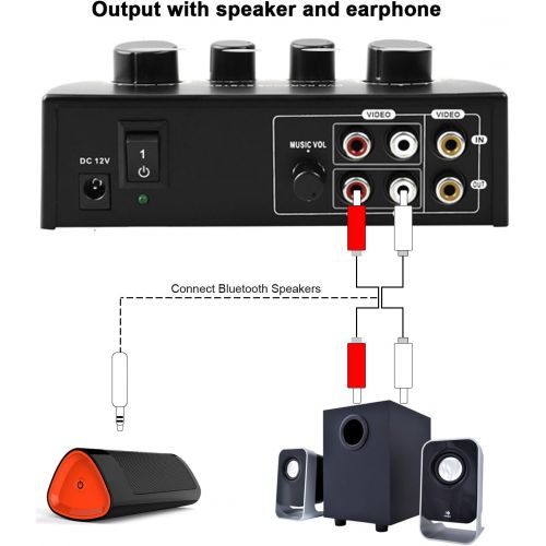  [아마존베스트]VALINKS Portable Karaoke Mixer,Professional Digital Audio Sound Karaoke Machine Echo Mixer System for Family Party Entertainment, 2 Mic Inputs for TV/PC and Amplifier