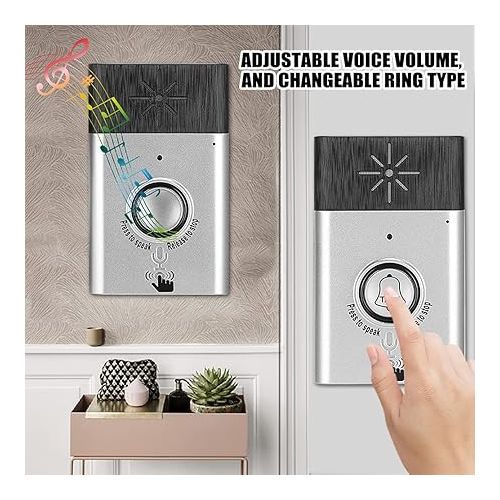  Tosuny Wireless Voice 2Way Intercom Doorbell with Builtin Speaker, Home Security Access Control System with 6 Months Long Standby time, Door Chime