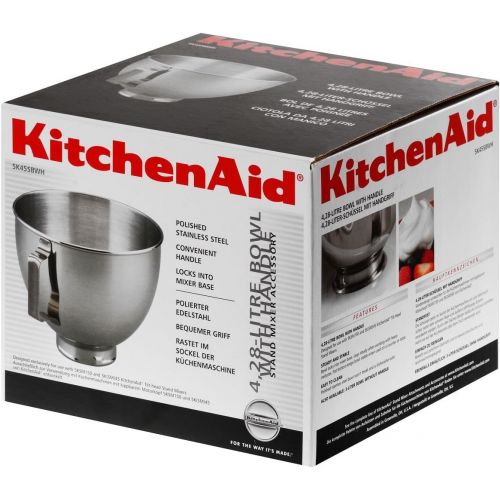 키친에이드 KitchenAid K45SBWH 5K45SBWH Polished Stainless Steel Bowl, 4.3 Litre (Optional Accessory Stand Mixers), Silver
