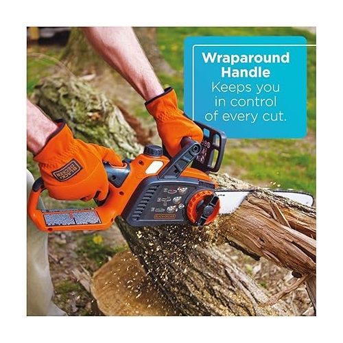  BLACK+DECKER 20V MAX Cordless Chainsaw Kit, 10 inch, Battery and Charger Included (LCS1020)