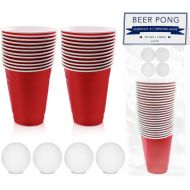 BayView Beer Pong Set Complete 24 Cups & 4 Balls Americas #1 Drinking Game, Reusable