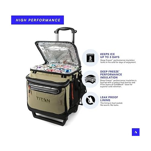  Arctic Zone Titan Deep Freeze 60 (50+10) Can Collapsible Rolling Cooler with Wheels and All-Terrain Cart