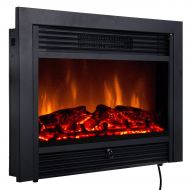Giantex 28.5 Electric Fireplace Insert with Heater Glass View Log Flame with Remote Control Home