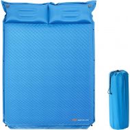 Goplus Camping Sleeping Pad Foam, Self-Inflating Camping Mat w/Pillow, 2 Person Double Sleeping Pad Queen Camping Mattress, Lightweight & Compact, for Backpacking, SUV, Car Camping