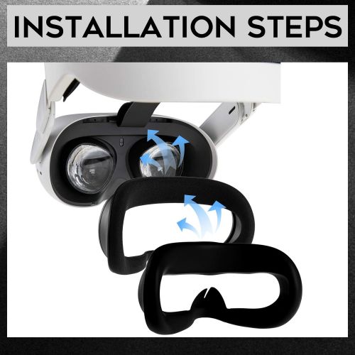  [아마존베스트](1 Pack) Orzero Silicone Face Cover Skin Compatible for Oculus Quest 2, Standard Eye Pad, Sweatproof Light Blocking (Washable) for Virtual Reality Headset - Black