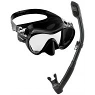 Cressi Scuba Diving Snorkeling Freediving Mask Snorkel Set, All Black (Renewed)
