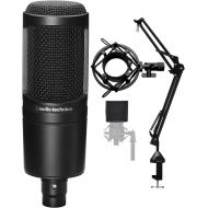 Audio-Technica AT2020 Cardioid Condenser Microphone Bundle with Knox Gear Desktop Boom Scissor Arm Mic Stand, Knox Gear Pop Filter for Medium-Sized Microphones, & Knox Gear Shock M