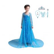 Lito Angels Girls Princess Elsa Dress Up Costumes Halloween Party Dress Gown Sequined with Accessories