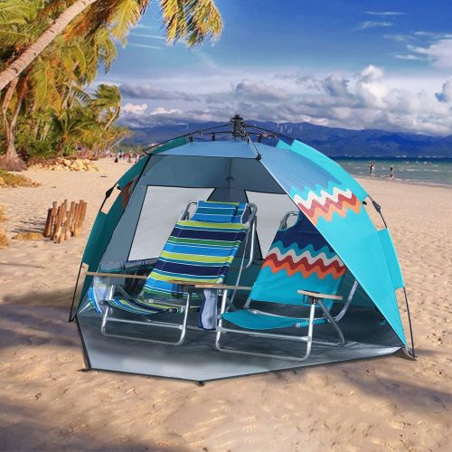  ALPHA CAMP Beach Tent Easy Instant Sun Shelter-Extended Zippered Porch Included