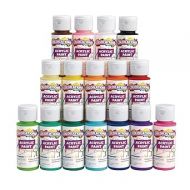 Colorations Acrylic Paint Set, 16 Colors. Assorted, Matte Finish, Acrylic Craft Paint Set, 2oz Bottles, Smooth Paint, Dries Quickly, Non Toxic, Craft Paint for Paper, Wood, Ceramics, Fabric and Canvas