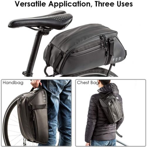  WOTOW Bike Reflective Rear Rack Bag, Water Resistant Bicycle Saddle Panniers, 8L Capacity Trunk Storage Bag, Cycling Back Seat Cargo Carrier Pouch with Shoulder Strap Travel