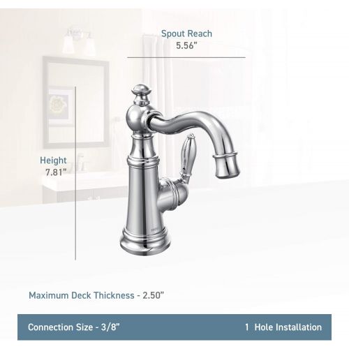  Moen S42107ORB Weymouth One-Handle Single Hole Traditional Bathroom Sink Faucet with Drain Assembly, Oil Rubbed Bronze