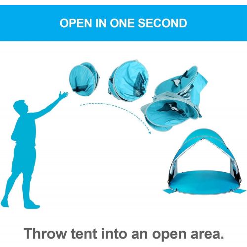  [아마존베스트]WolfWise UPF 50+ Easy Pop Up 3-4 Person Beach Tent Sport Umbrella Instant Sun Shelter Tent Sun Shade Baby Canopy
