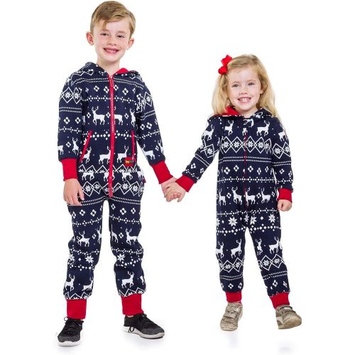  Tipsy+Elves Matching Family Christmas Pajamas - Red and Blue One Piece Xmas PJs