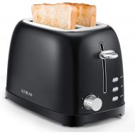 Ultrean Toaster 2 Slice with Extra-Wide Slot, Retro Stainless Steel Toaster with Removable Crumb Tray, Small Toaster with 6 Browning Settings, Cancel, Bagel, Deforest Functions, 82