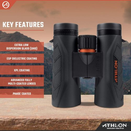  Athlon Optics Midas G2 10x42 UHD Binocular for Adults and Kids, Waterproof, high Power Durable Binoculars for Bird Watching, Hunting, Concert, Sports