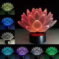 KKXXYD 7 Color Changing Touch Lotus 3D Colorful Night Light Strange Stereoscopic Visual Illusion Lamp Led Lamp Decor Light Mood Lamp