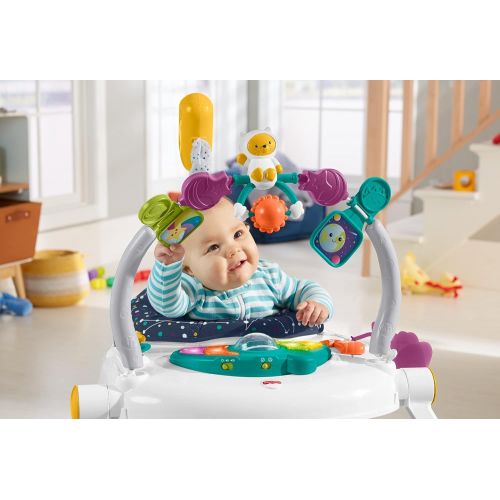 Fisher-Price Astro Kitty SpaceSaver Jumperoo, Space-Themed Infant Activity Center with Adjustable Bouncing seat, Lights, Music and Interactive Toys