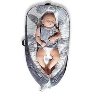 Mamibaby Baby Lounger Baby Nest Co-Sleeping for Baby, Ultra Soft & Breathable Fiberfill Portable Adjustable Newborn Lounger Crib Bassinet Newborn Shower Gift Essential (Leaves Patt