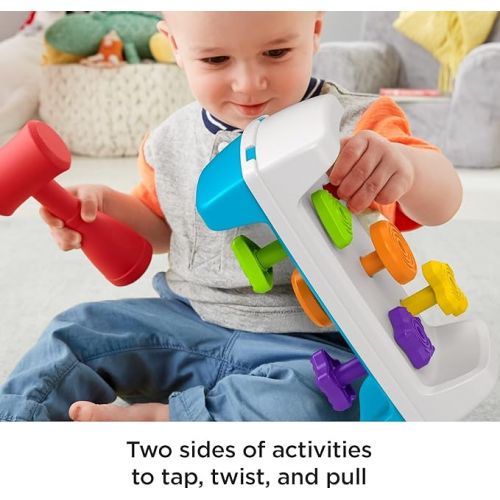 피셔프라이스 Fisher-Price Toddler Toy Tap & Turn Bench Pretend Tools 2-Sided Construction Set for Ages 1+ Years