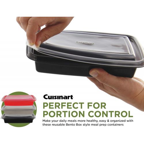  Cuisinart 1 Compartment Meal Prep Containers, 24 Piece, Set of 12 BPA Free Food Storage Containers with Lids-Reusable, Stackable Bento Box Containers-Microwave, Dishwasher, Freezer