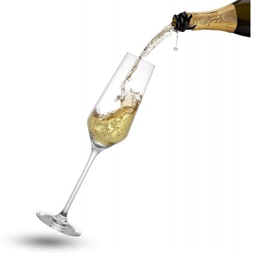  [아마존베스트]JoyJolt Champagne Flutes  Layla Collection Crystal Champagne Glasses Set of 4  6.7 Ounce Capacity  Ideal for Home Bar, Special Occasions