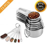 WINZSC Stainless Steel Measuring Cups and Spoons Set- 13 Piece Baking Kit with Measure Cups, Tablespoons, and Teaspoons, Liquid Measuring Cup or Dry Measuring Cup Set