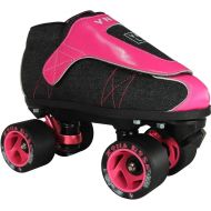 VNLA Zona Rosa Jam Skate Mens & Womens Skates - Roller Skates for Women & Men - Adjustable Roller Skate/Rollerskates - Outdoor & Indoor Adult Skate - Kid/Kids Skates (Denim/Pink)