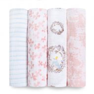 Aden + anais aden + anais Swaddle Blanket | Boutique Muslin Blankets for Girls & Boys | Baby Receiving Swaddles | Ideal Newborn & Infant Swaddling Set | Perfect Shower Gifts, 4 Pack, Bird Song
