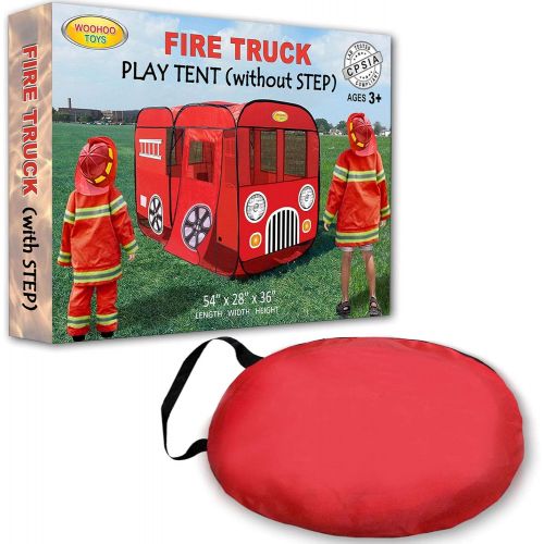  [아마존베스트]WOOHOO TOYS Play Tent for Kids Fire Truck Pop Up Playhouse Red (with Step) for Boys Girls or Pet Use Indoor/Outdoor Large Can Fit Children Crib Bed