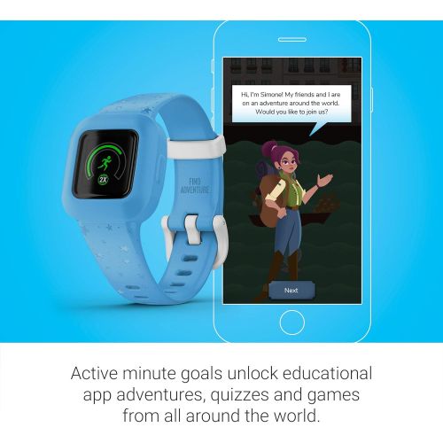 가민 [아마존베스트]Garmin vivofit jr. 3, Fitness Tracker for Kids, Includes Interactive App Experience, Swim-Friendly, Up To 1-year Battery Life, Blue Stars