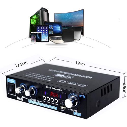  Mochatopia Mini Amplifier Bluetooth V5.0 Audio Stereo Music 2.0 Channel HiFi Power Amplifier Built in Power Supply FM TF/USB Receiver for PC Cell Phone TV