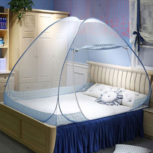  [아마존베스트]RBuy Portable Pop Up Mosquito Tent Bed Canopy with Floor for Twin Full Queen Size Home Travel Use (39x79x39”, Blue)