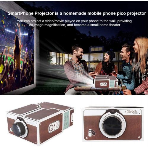  ASHATA Second-Generation Mini Projector Proyector Movil DIY Home Portable Smart Mobile Phone Projector for Home Cinema - Brown