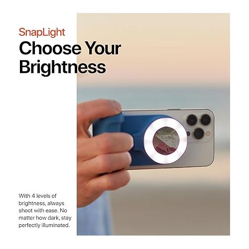  ShiftCam SnapLight - LED Selfie Ring Light with Four Brightness Settings and Built in Battery - Magnetic Mount Snaps on to Any Phone - Flippable Design | Chalk Pink