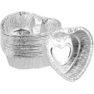 [아마존베스트]CHICTRY 60Pcs Heart Shaped Muffin Cupcake Ramekin Disposable Aluminum Foil Mini Pudding Cups Cake Dessert Quiche Tarts Baking Tin Pans Gold One Size