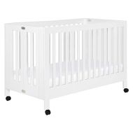Babyletto Maki Full-Size 2-in-1 Portable Folding Crib with Toddler Bed Conversion Kit in White, Greenguard Gold Certified