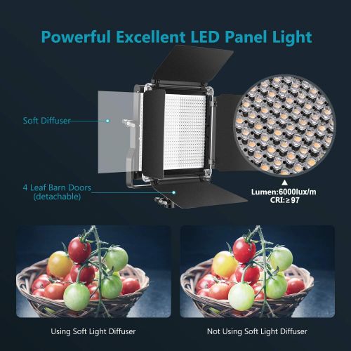 니워 [아마존베스트]Neewer 2 Packs Advanced 2.4G 660 LED Video Light with Softbox Kit, Dimmable Bi-Color LED Panel with 2.4G Wireless Remote, LCD Screen, Softbox Diffuser and Light Stand for Portrait